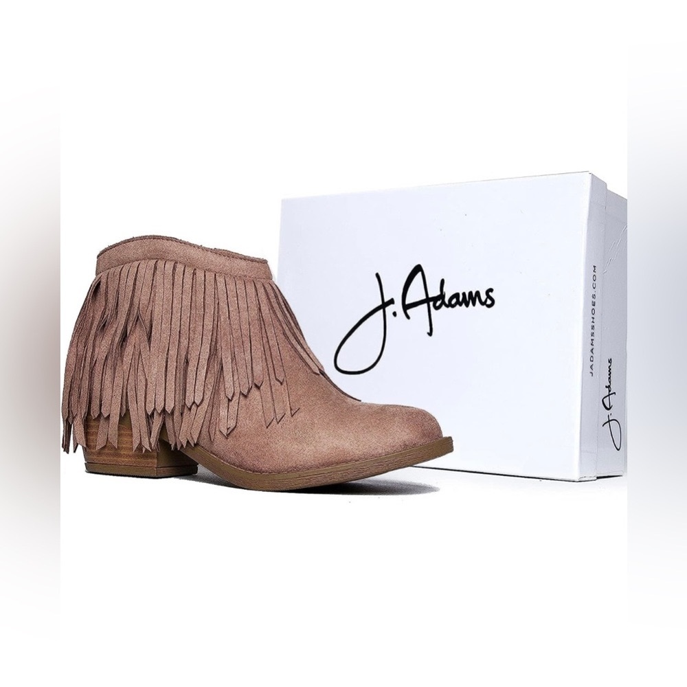 FRINGE ANKLE BOOTIE VEGAN SUEDE SIZE 8